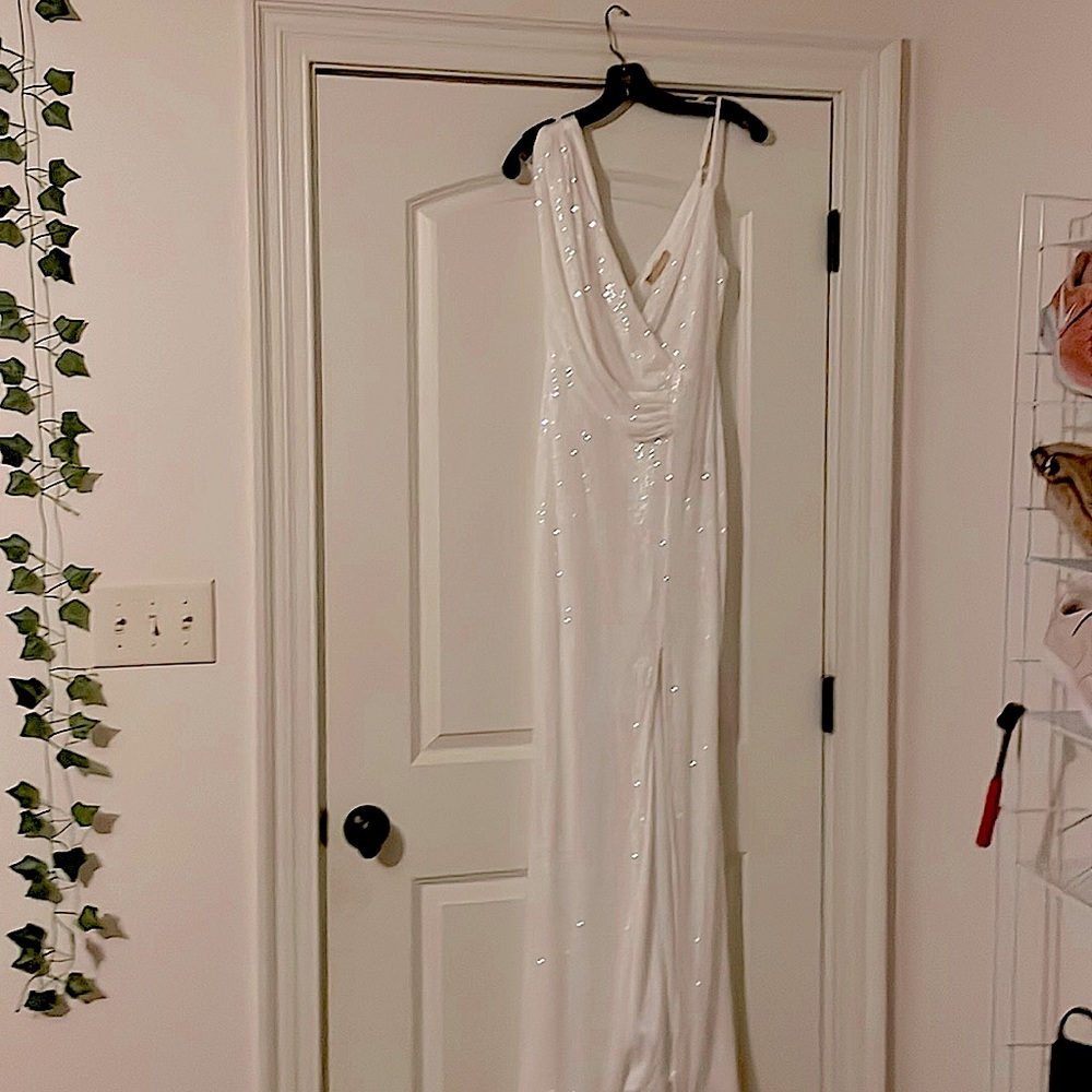 white sparkly dress